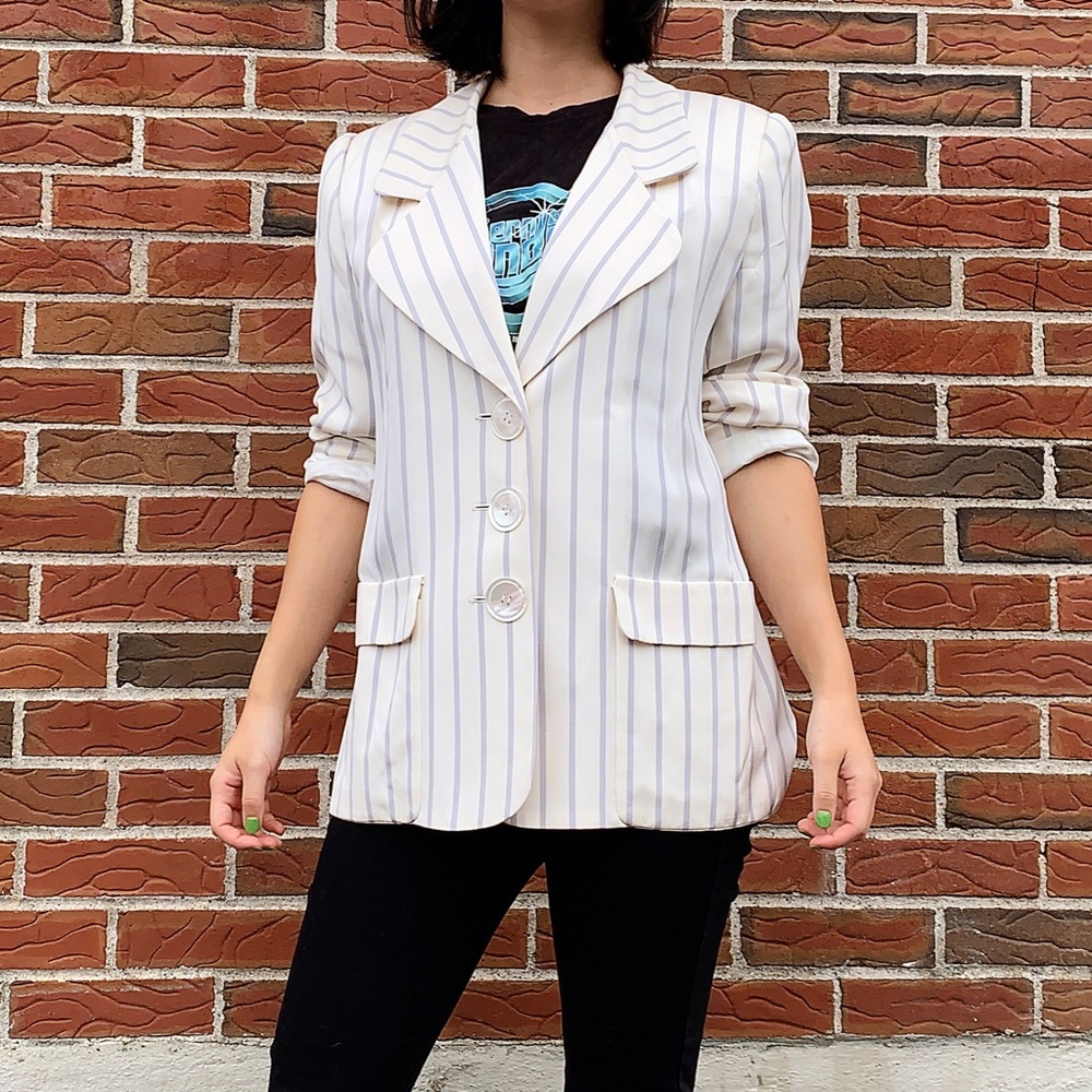 Silk Pinstripe Tahari Blazer